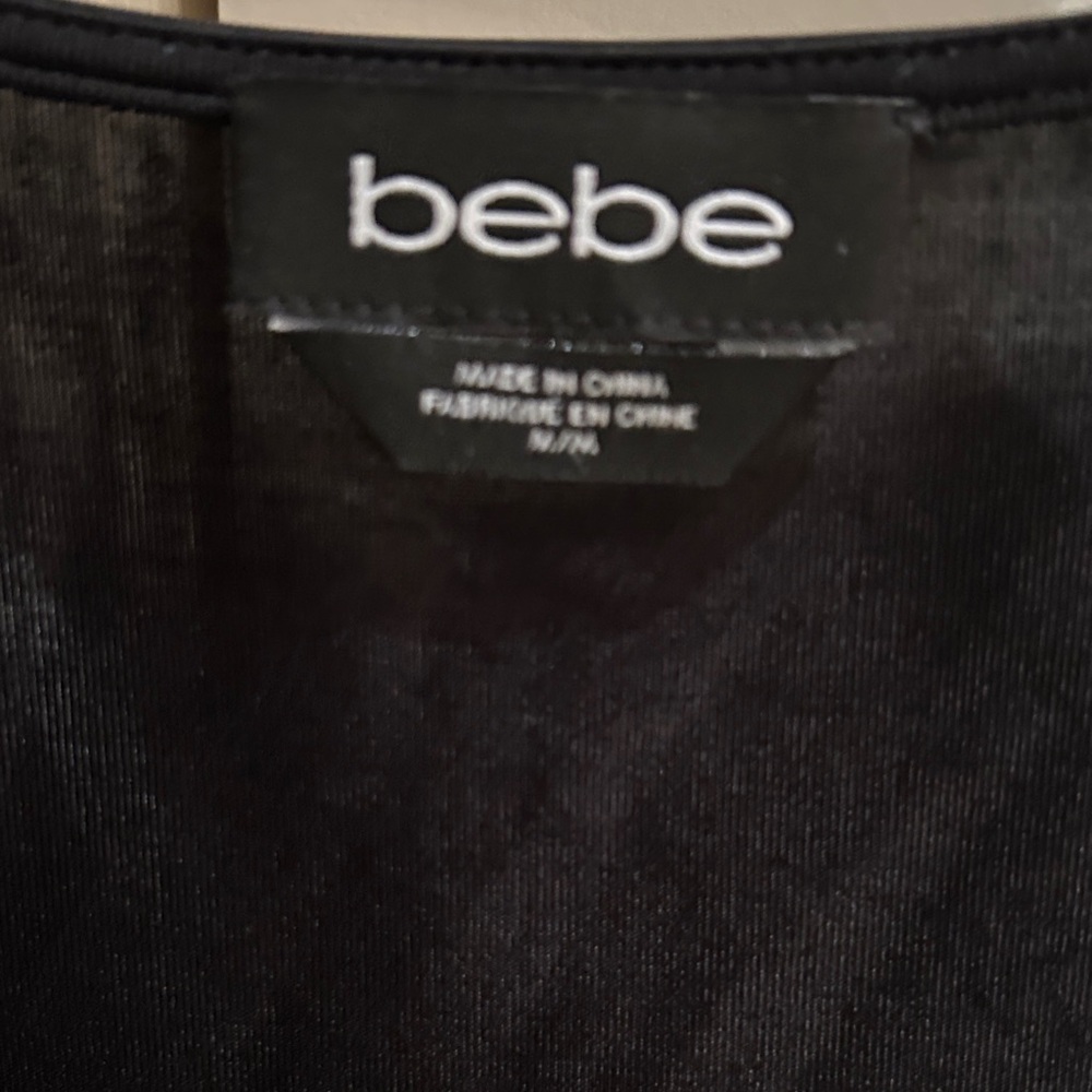 bebe Black Ribbed Crewneck Top